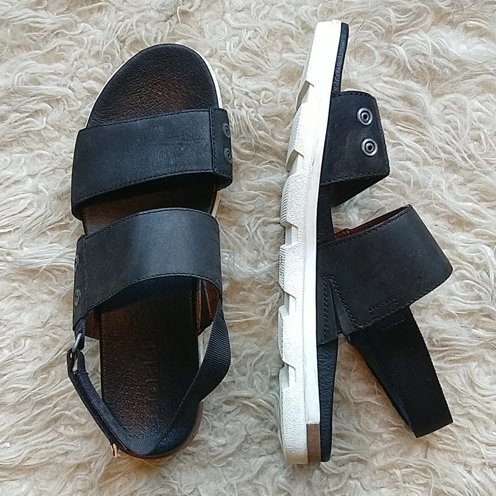 Sorel Torpeda Sandals Black Sling Back Flat Comfortable 10